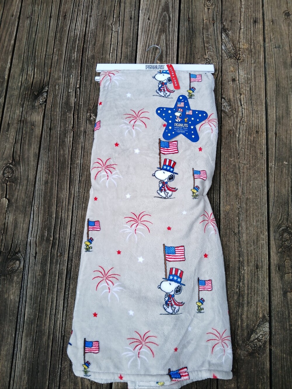 Peanuts Snoopy Red, White & Blue Flag Throw by Berkshire.